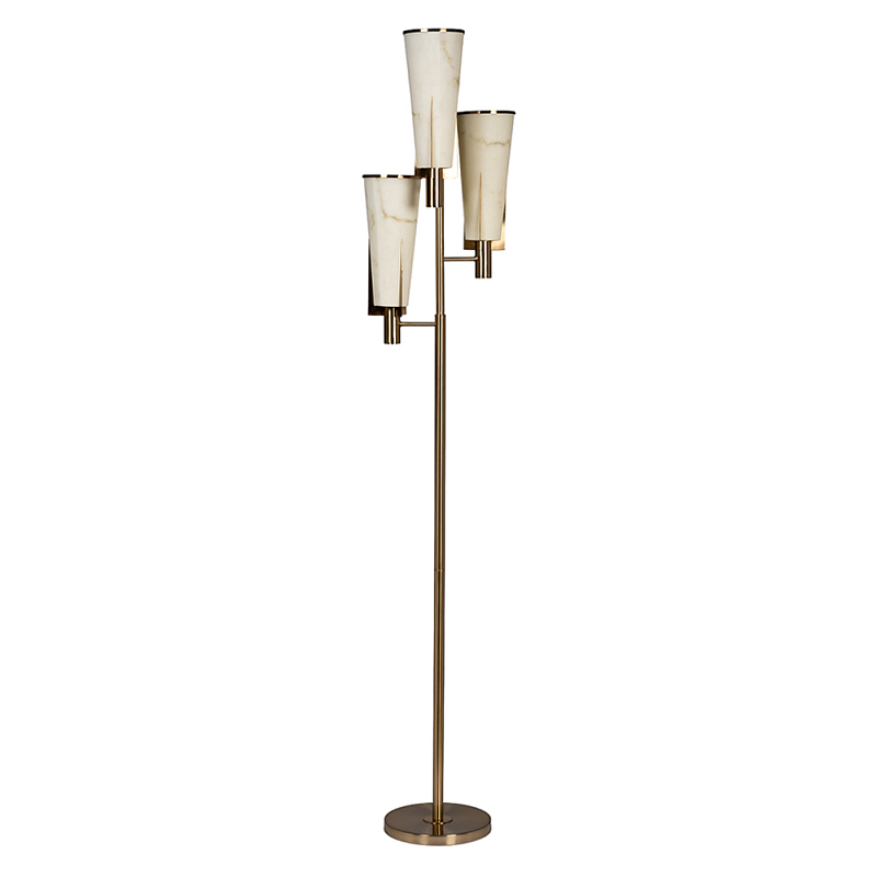 Торшер на три лампы с расцветкой под мрамор на матовом металлическом основании Elegant Classic Light Белый Латунь в Красноярске | Loft Concept 