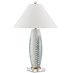 Настольная лампа овальная с тропическим принтом Stylized Aalm Leaves Motif варинант исполнения - 5 | Loft Concept в Красноярске