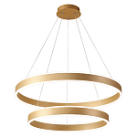 Люстра подвесная светодиодная с двумя золотистыми кольцами Диаметр 80 см Ring Horizontal варинант исполнения - 1 | Loft Concept в Красноярске