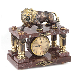 Часы настольные из креноида и бронзы с декором в виде льва Lion Stone Clock варинант исполнения - 2 | Loft Concept в Красноярске