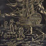 Обои ручная роспись Views of Italy Gold Outline варинант исполнения - 2 | Loft Concept в Красноярске