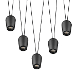 Подвесной светильник черными плафонами на длинных пересекающихся тросах Construction варинант исполнения - 3 | Loft Concept в Красноярске