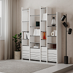 Стеллаж прямой ассиметричный с полками и 4-мя дверцами ARYA BOOKCASE WHITE варинант исполнения - 5 | Loft Concept в Красноярске