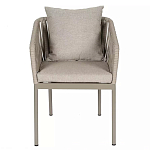 Стул серо-бежевый с декоративным плетением на спинке и подлокотниках Chair Weave варинант исполнения - 1 | Loft Concept в Красноярске