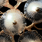 Потолочная люстра круглая ветвистыми бронзовыми элементами и стеклянными рифлеными дисками Textured Glass Chandelier варинант исполнения - 6 | Loft Concept в Красноярске