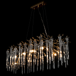 Люстра подвесная прямоугольная с бронзовыми акцентами и прозрачными стеклянными каплями Droplet Chandelier варинант исполнения - 4 | Loft Concept в Красноярске