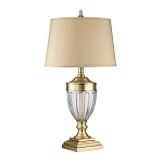 Настольная лампа со тканевым абажуром и прозрачным ребристым стеклянным основанием Quoizel варинант исполнения - 5 | Loft Concept в Красноярске