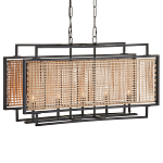 Люстра прямоугольной формы с чёрным каркасом и вставкой из плетеного материала Cage for Light варинант исполнения - 4 | Loft Concept в Красноярске
