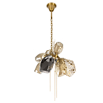 Люстра подвесная со стеклянными плафонами из дымчатого и золотистого с тремя вертикальными подвесками Gilded Mirage  варинант исполнения - 5 | Loft Concept в Красноярске