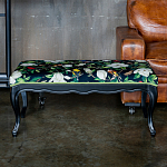 Банкетка из натурального бука черная с изображением птиц и цветов Blooming Birds варинант исполнения - 2 | Loft Concept в Красноярске