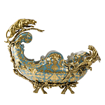 Чаша голубого цвета с оранментом и и бронзовыми фигурами леопардов Eden Garden варинант исполнения - 1 | Loft Concept в Красноярске