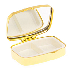 Таблетница карманная прямоугольная с 2-мя отделениями с зеркалом и накладкой из натурального камня Апатит Голубой Gold Stone Pillboxes варинант исполнения - 3 | Loft Concept в Красноярске