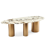 Обеденный стол с асимметричной столешницей на 3-х массивных золотых ножках Commonwealth Table варинант исполнения - 1 | Loft Concept в Красноярске