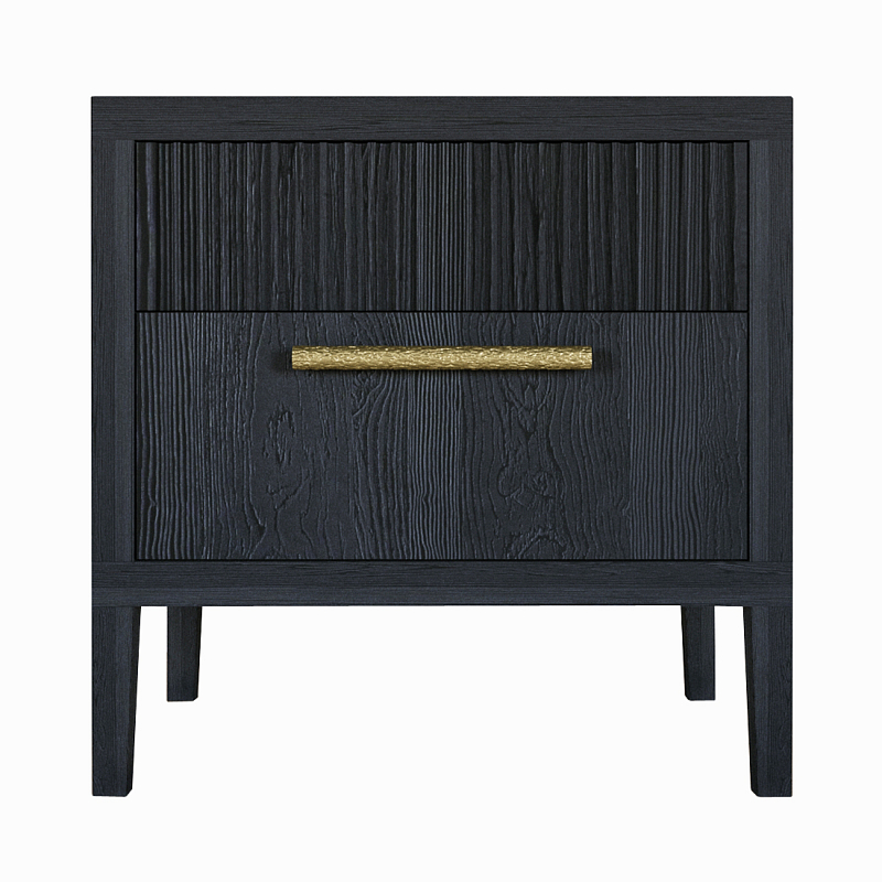 Прикроватная Тумбочка Primo с двумя ящиками Черный дуб Черный Золотой в Красноярске | Loft Concept 