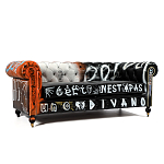 Диван Честерфильд граффити graffiti Orange Sofa натуральная кожа варинант исполнения - 1 | Loft Concept в Красноярске