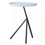 Столик приставной с круглой серой столешницей и черным основанием Round Stable Table варинант исполнения - 1 | Loft Concept в Красноярске