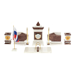 Настольный письменный набор из мрамора и лемезита с гербом и флагом России Marble Accessory варинант исполнения - 1 | Loft Concept в Красноярске