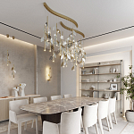 Бра с золотистой вертикальной трубкой и декоративными прозрачными листьями из стекла Sylva  варинант исполнения - 5 | Loft Concept в Красноярске