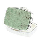 Таблетница карманная прямоугольная с 2-мя отделениями с зеркалом и накладкой из натурального камня Жадеит Silver Stone Pillboxes варинант исполнения - 2 | Loft Concept в Красноярске