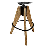 Барный стул со спинкой и металлической подставкой на 3-х деревянных ножках Горчичный Велюр Vendramin Chair варинант исполнения - 4 | Loft Concept в Красноярске