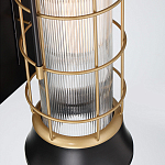 Настенный фонарь цилиндрической формы с рифленым стеклом в золотом каркасе на черном прямоугольном основании Eurofase варинант исполнения - 3 | Loft Concept в Красноярске