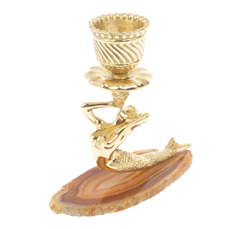 Подсвечник из натурального камня агат светло-коричневый Stone Candlestick Бежевый Золотой Подсвечник из натурального камня агат светло-коричневый Stone Candlestick Бежевый Золотой в Красноярске | Loft Concept