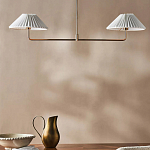 Люстра линейная с 2-мя белыми плиссированными тканевыми абажурами Combination варинант исполнения - 2 | Loft Concept в Красноярске