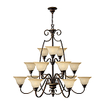 Люстра трехъярусная бронзового цвета с 15-ю кремовыми плафонами в форме чаш Hinkley варинант исполнения - 2 | Loft Concept в Красноярске