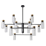 Люстра потолочная с 16-ю цилиндрическими плафонами из стекла и черным каркасом Noir Poise варинант исполнения - 1 | Loft Concept в Красноярске