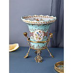 Ваза из голубого фарфора с рисунком птиц и цветов и декоративными элементами Blue Garden варинант исполнения - 6 | Loft Concept в Красноярске