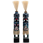 Комплект из 2-х деревянных статуэток Asmat Straw Headdress Statuettes Blue Red варинант исполнения - 4 | Loft Concept в Красноярске