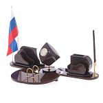 Настольный письменный набор из природного камня обсидиана коричневого Team leader варинант исполнения - 2 | Loft Concept в Красноярске