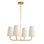 Люстра золотая с белыми тканевыми абажурами Coolness варинант исполнения - 1 | Loft Concept в Красноярске