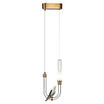 Подвесной светильник с декоративной фигуркой птицы на прозрачной изогнутой трубке Ganthea варинант исполнения - 3 | Loft Concept в Красноярске