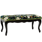 Банкетка из натурального бука черная с изображением птиц и цветов Blooming Birds варинант исполнения - 1 | Loft Concept в Красноярске