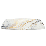 Обеденный стол с прямоугольной столешницей из стекла на черных металлических ножках White Marble варинант исполнения - 3 | Loft Concept в Красноярске