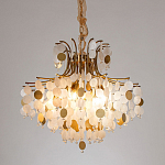 Люстра подвесная с белыми и золотыми круглыми подвесками Диаметр 70 см SHELL Chandelier варинант исполнения - 2 | Loft Concept в Красноярске