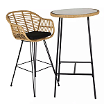 Барный столик с круглой плетеной столешницей Wicker Table Top варинант исполнения - 3 | Loft Concept в Красноярске