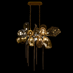 Люстра подвесная с 18-ю стеклянными плафонами с вертикальными подвесками Gilded Mirage  варинант исполнения - 3 | Loft Concept в Красноярске