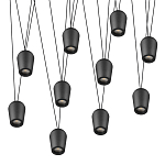 Подвесной светильник черными плафонами на длинных пересекающихся тросах Construction варинант исполнения - 9 | Loft Concept в Красноярске