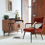 Кресло бархатное с подлокотниками на металлическом каркасе Oriel Retro Armchair варинант исполнения - 7 | Loft Concept в Красноярске