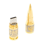 Флешка на 32 гб в виде патрона с гравировкой Герба РФ в подарочной коробке Metal Flash Drive варинант исполнения - 3 | Loft Concept в Красноярске