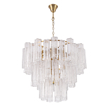 Люстра круглая многоярусная с прозрачными подвесками из стекла Hexagon Tube Light варинант исполнения - 2 | Loft Concept в Красноярске