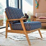 Кресло с каркасом из массива дуба Deniaud Oak Blue Print  Armchair варинант исполнения - 6 | Loft Concept в Красноярске