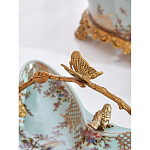 Блюдо из голубого фарфора с бронзовой ручкой в виде ветки Blue Garden варинант исполнения - 5 | Loft Concept в Красноярске