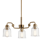 Люстра цвета латунь с 3-мя прозрачными стеклянными плафонами Kichler варинант исполнения - 1 | Loft Concept в Красноярске