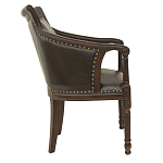 Кресло кожаное на 4-х деревянных ножках из массива березы Ethan Armchair brown варинант исполнения - 1 | Loft Concept в Красноярске