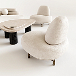 Кресло Vinsen обивка букле молочного цвета варинант исполнения - 1 | Loft Concept в Красноярске