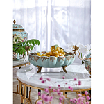 Чаша из голубого фарфора на бронзовых ножках с рисунком цветов и фигурками стрекоз Blue Garden варинант исполнения - 2 | Loft Concept в Красноярске