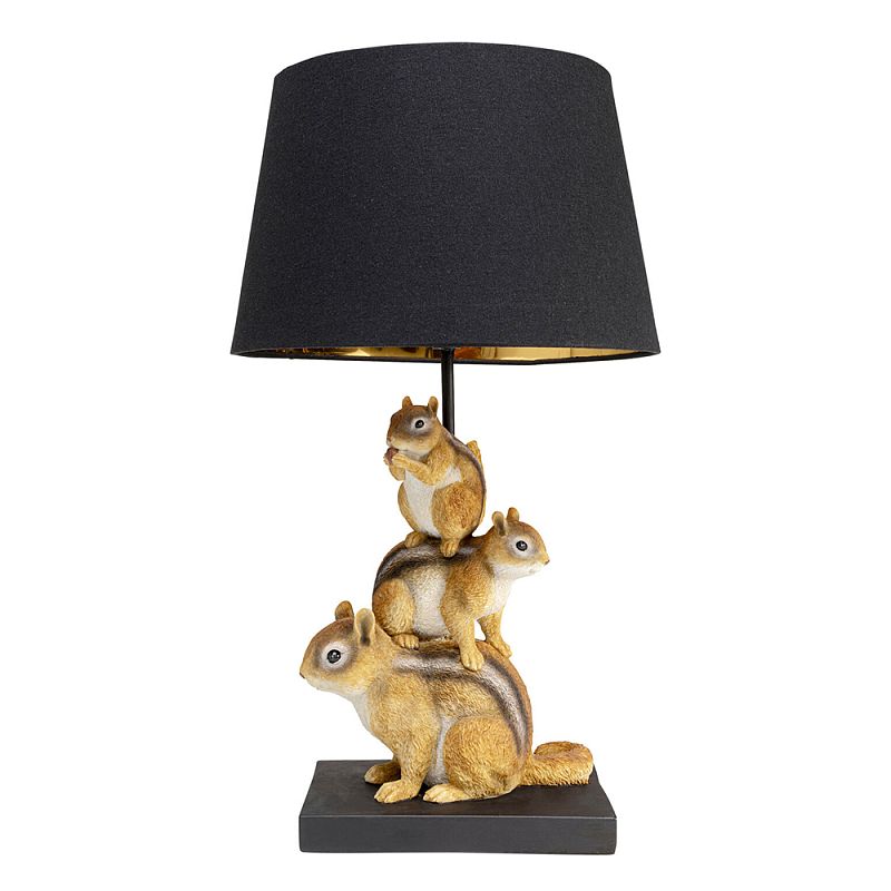 Настольная лампа в детскую Бурундуки Черный Золотой Бежевый в Красноярске | Loft Concept 